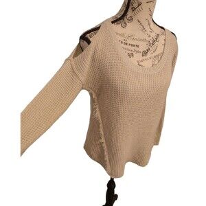 Taylor and sage cold shoulder fringed sweater